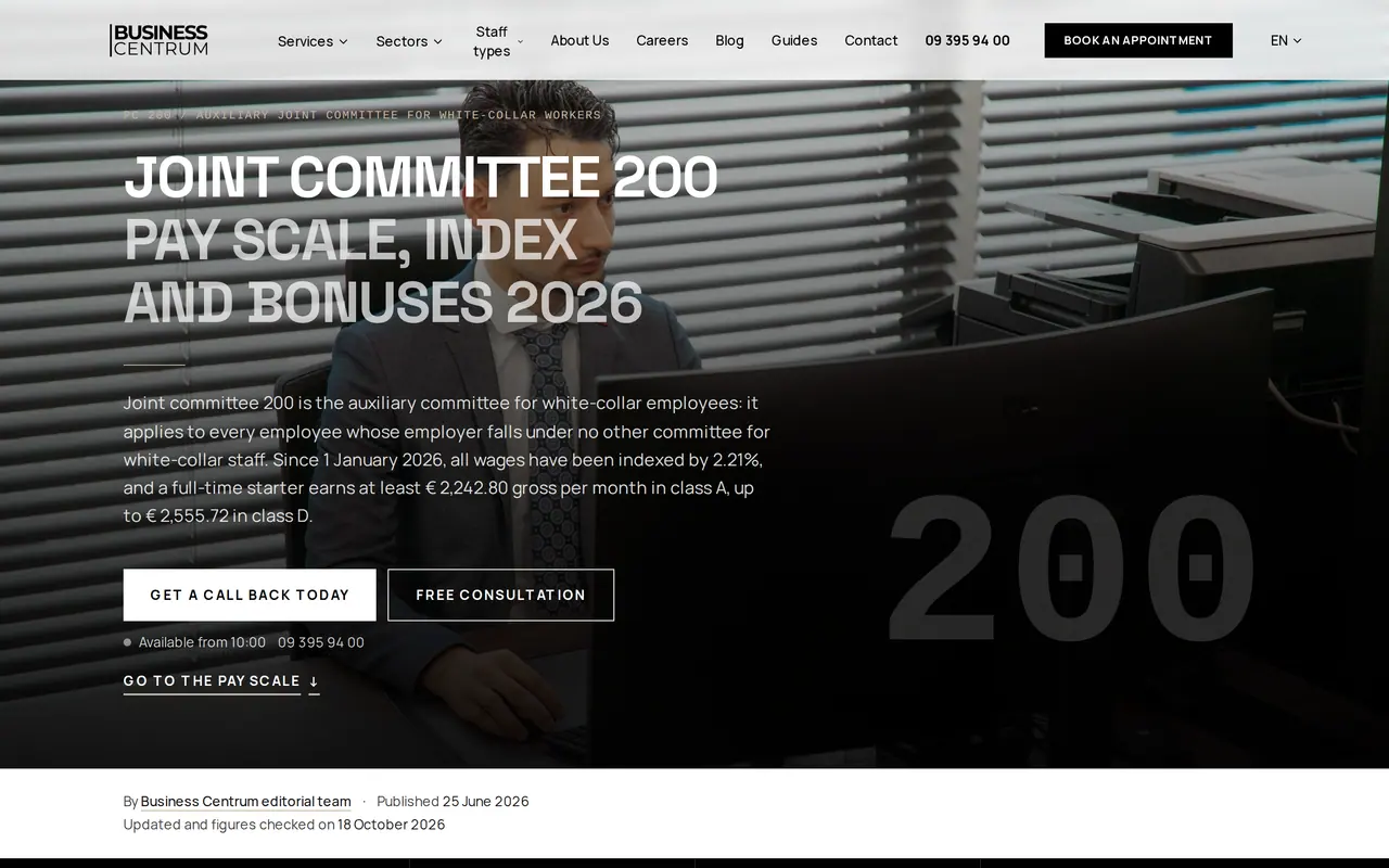 Business Centrum's English guide to joint committee 200, written on a search term