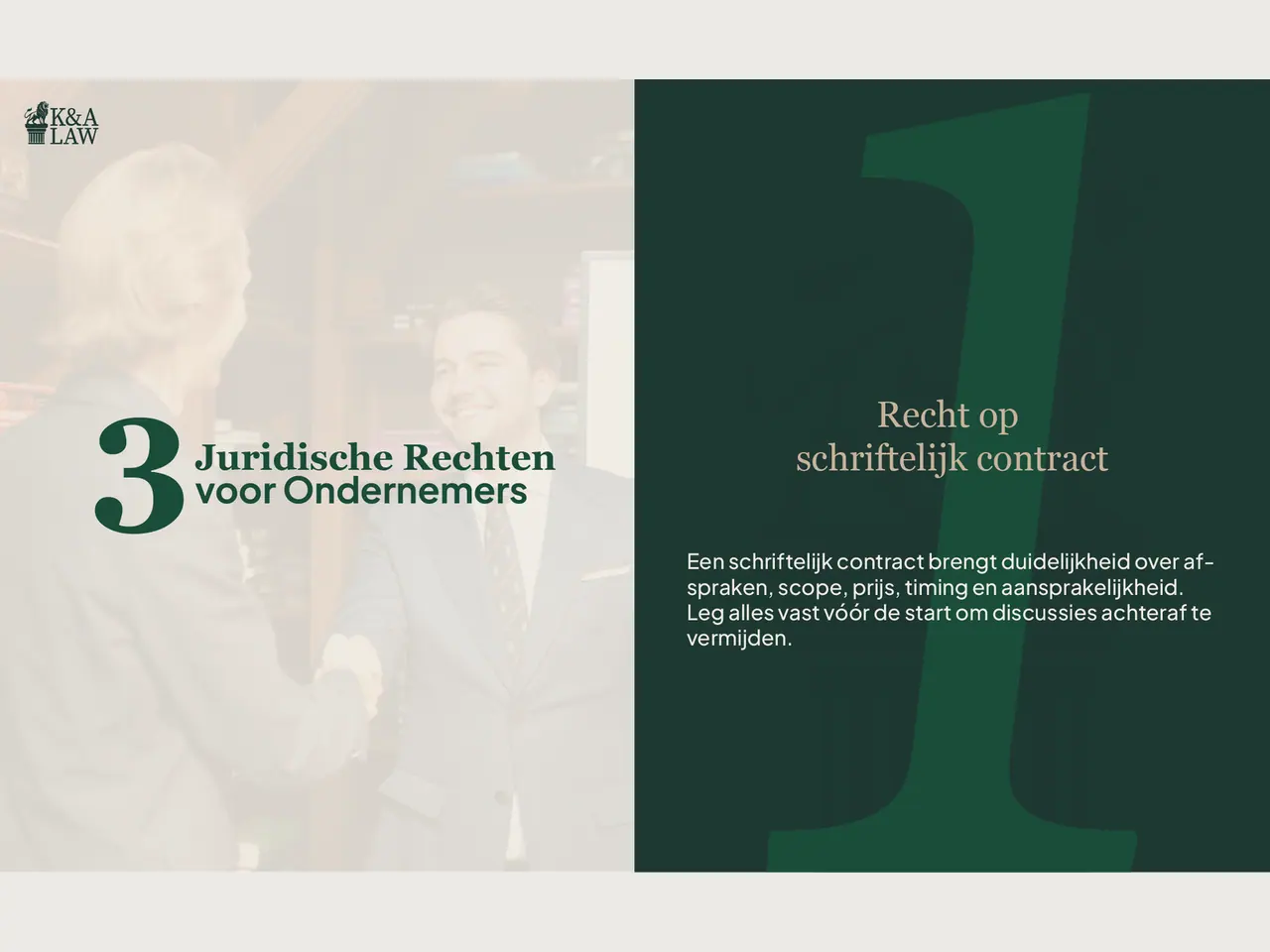 Two slides from the K&A Law carousel on the rights of business owners