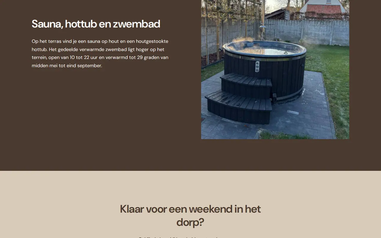 The section on sauna, hot tub and pool on the No.4 Lange Ast site