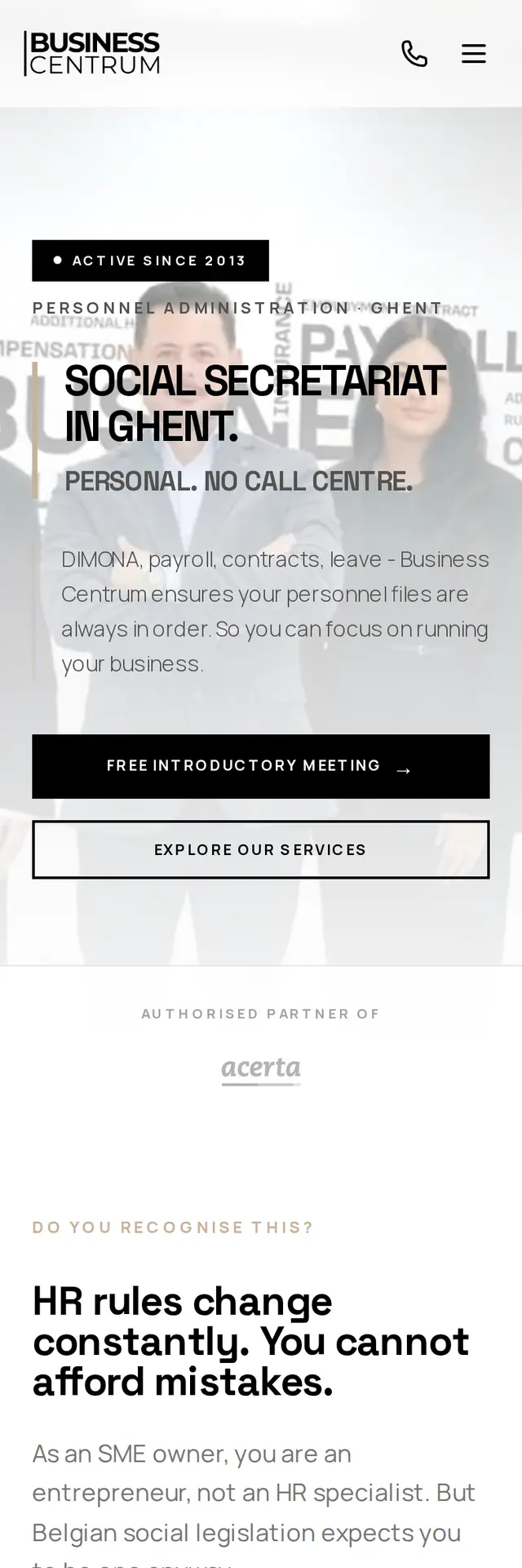 The Business Centrum homepage in English