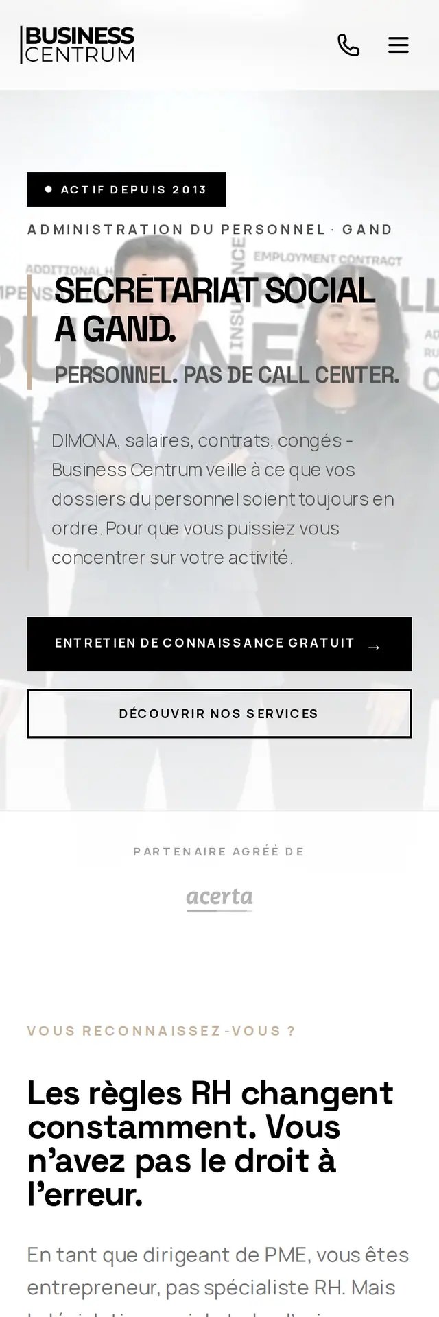 The Business Centrum homepage in French