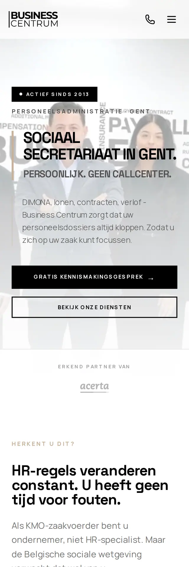 The Business Centrum homepage in Dutch