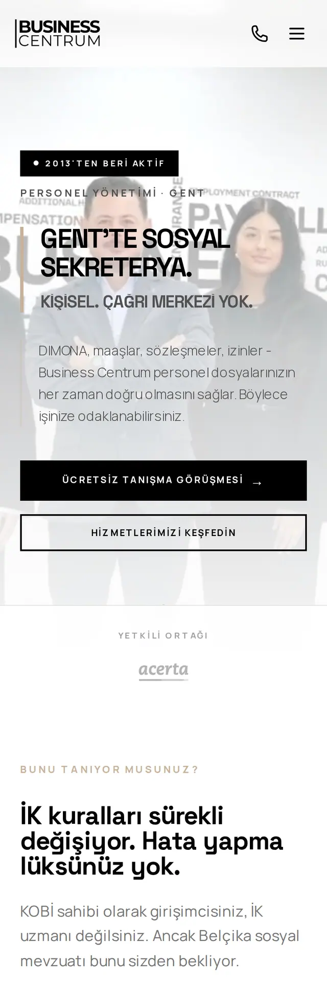 The Business Centrum homepage in Turkish