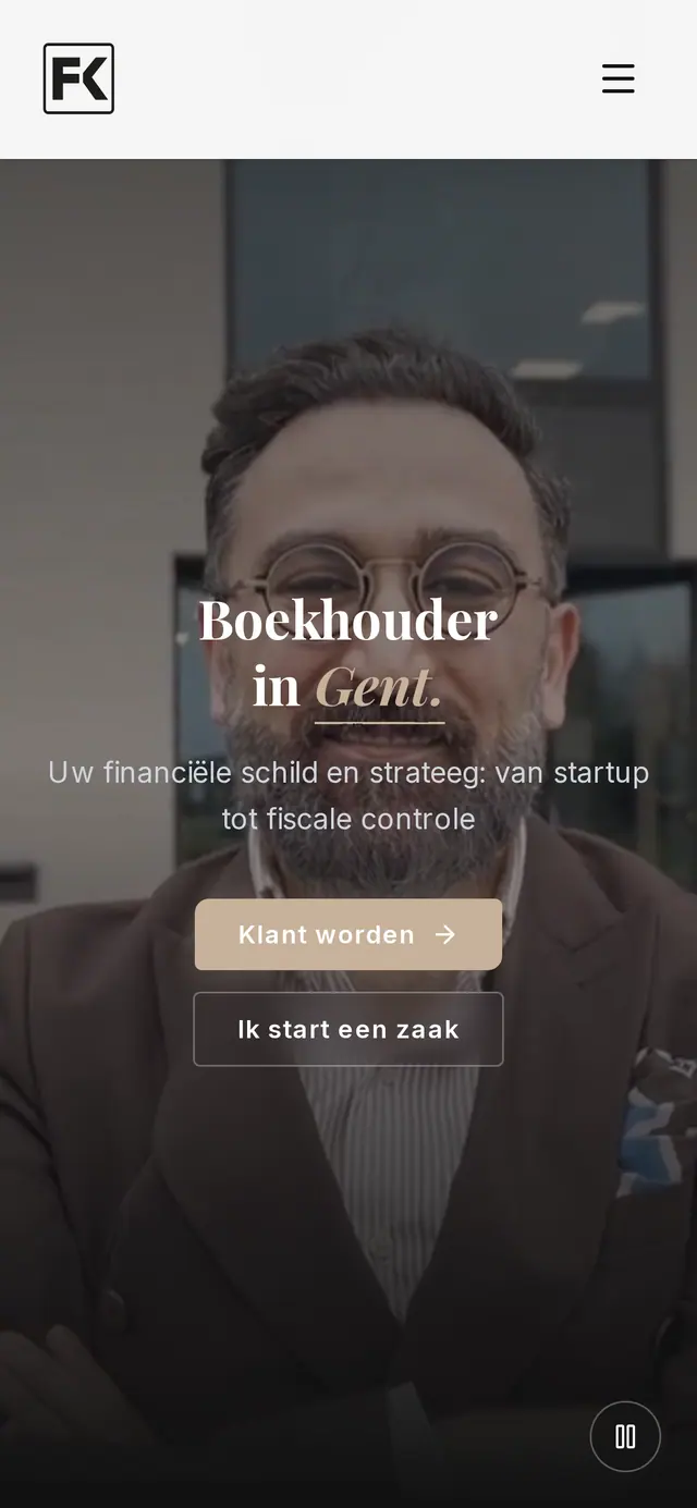 De site van FK Boekhouding op een gsm