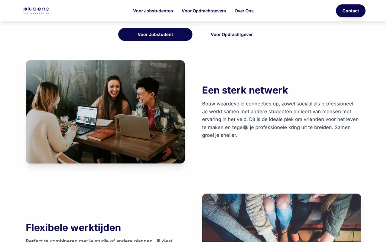 The route for student workers on the Plus One Fieldmarketing site