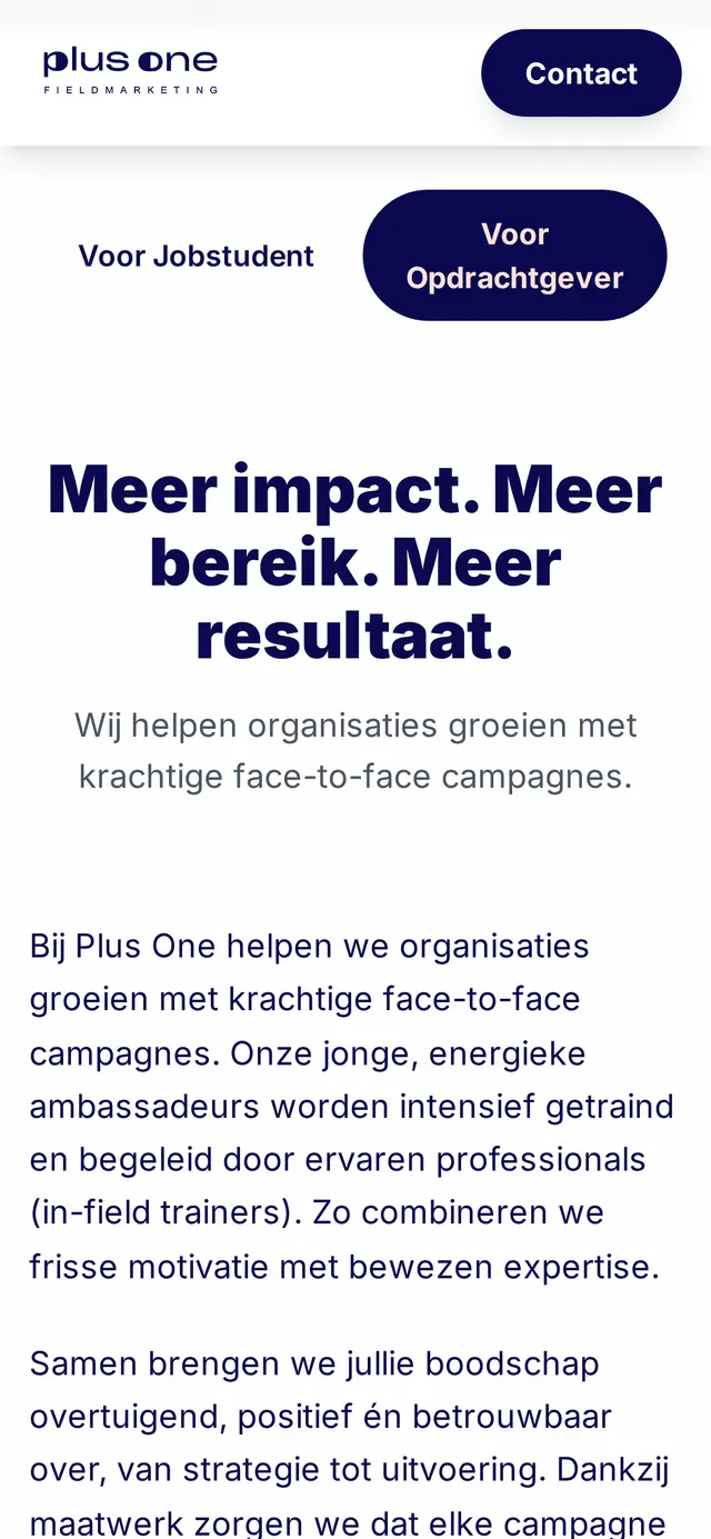 The route for clients on the Plus One Fieldmarketing site
