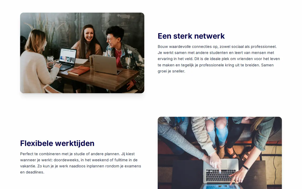 The blocks on a strong network and flexible hours on the Plus One site