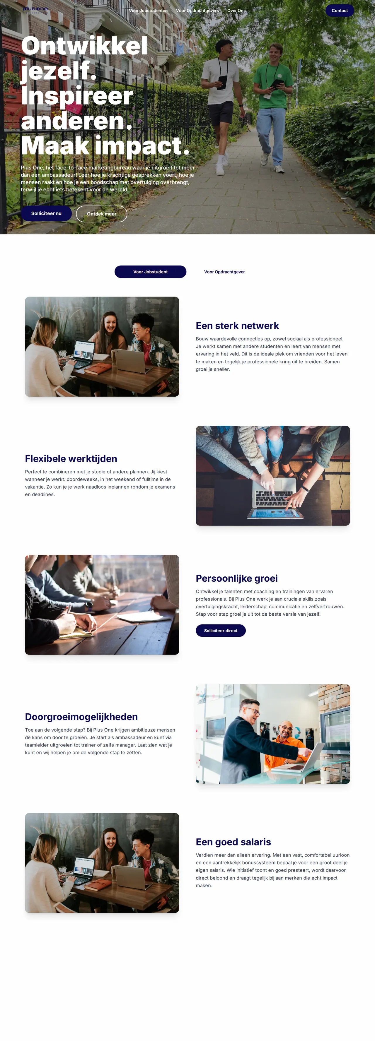 The site of Plus One Fieldmarketing
