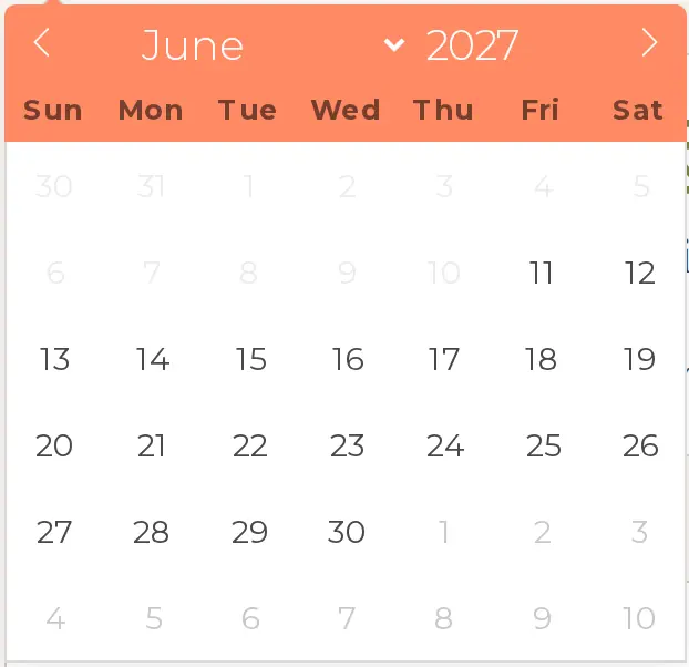 The availability calendar on the Villa Lidia site