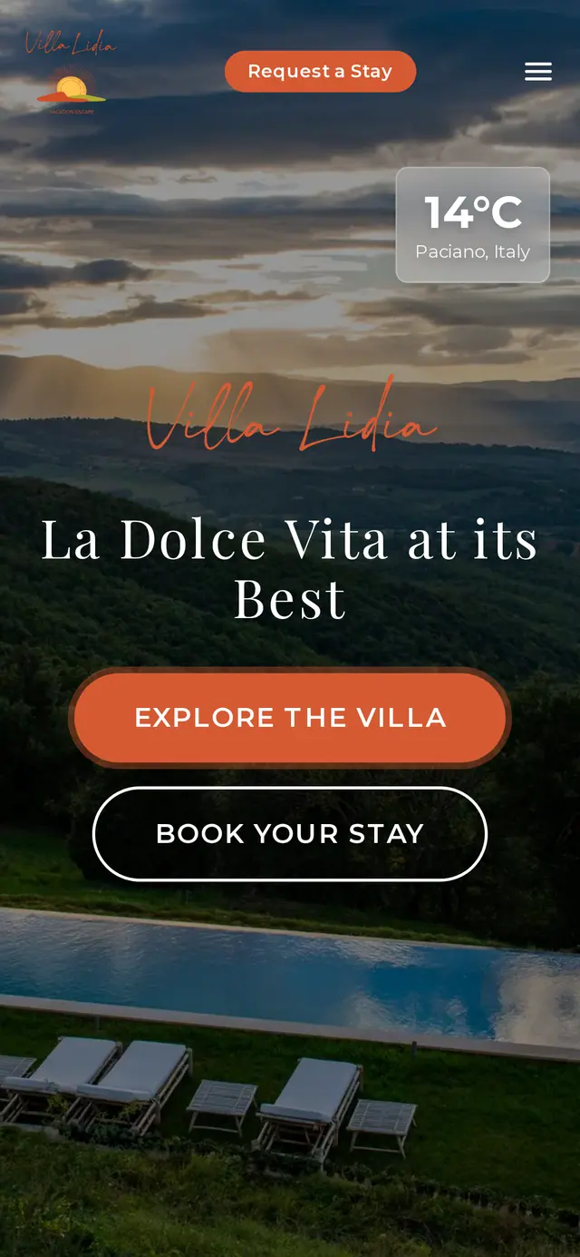 The site of Villa Lidia on a phone