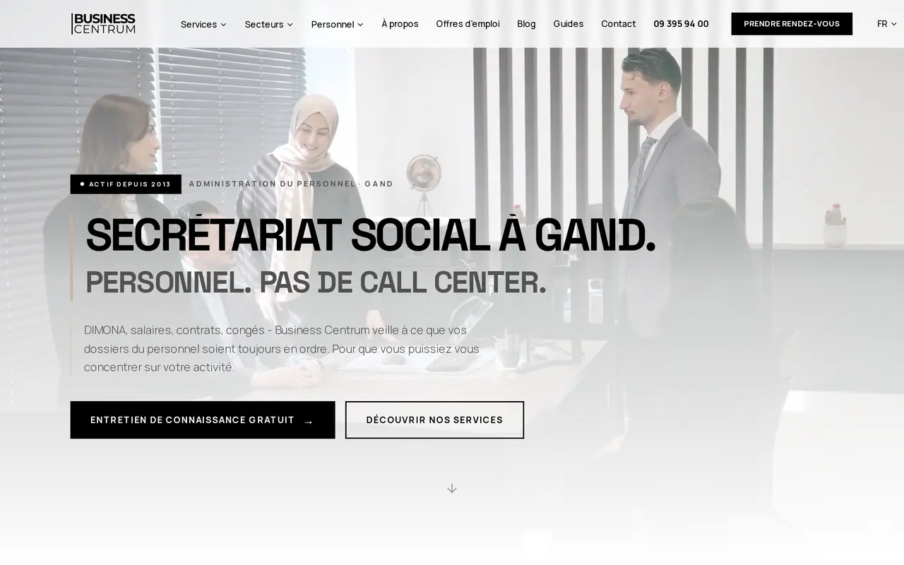 Webdesign in Brussel in het Frans: de Franstalige homepage van business-centrum.be, een site die wij in vier talen bouwden