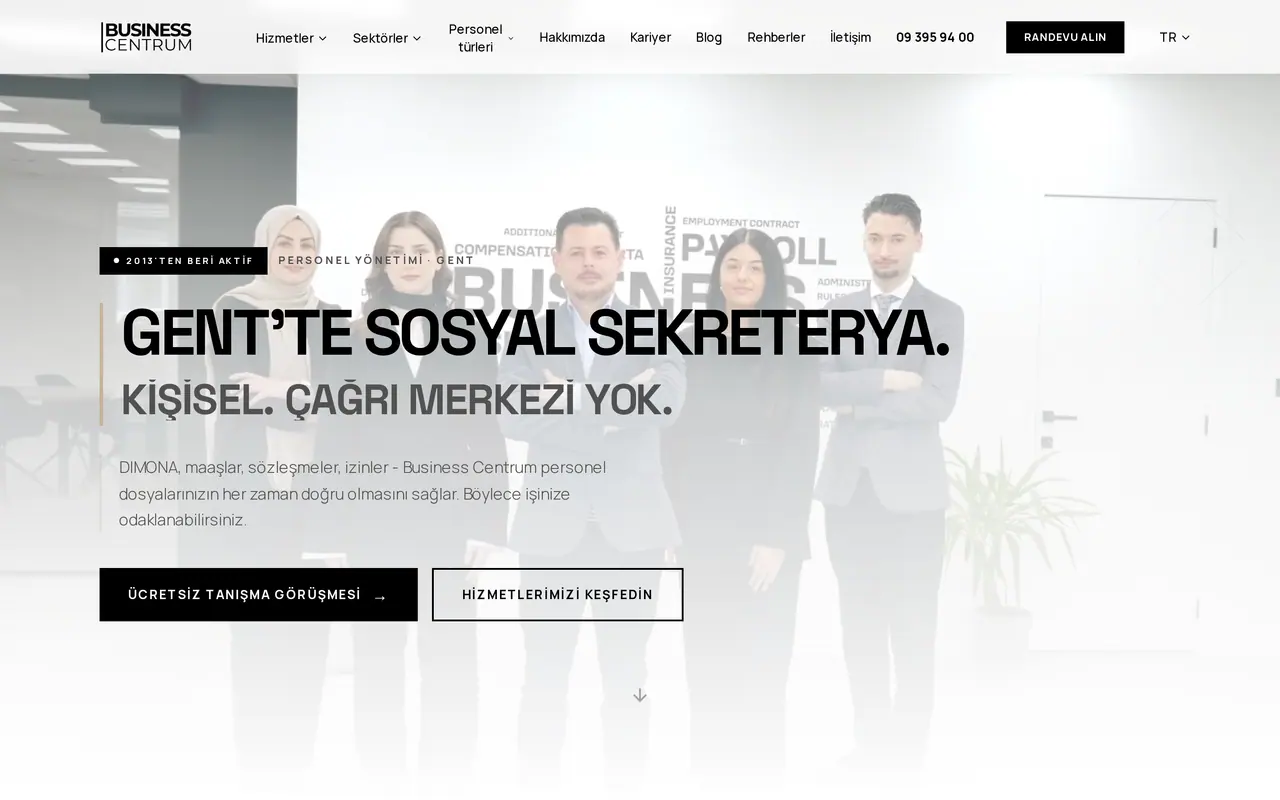 The Turkish home page of business-centrum.be, a payroll office in Ghent