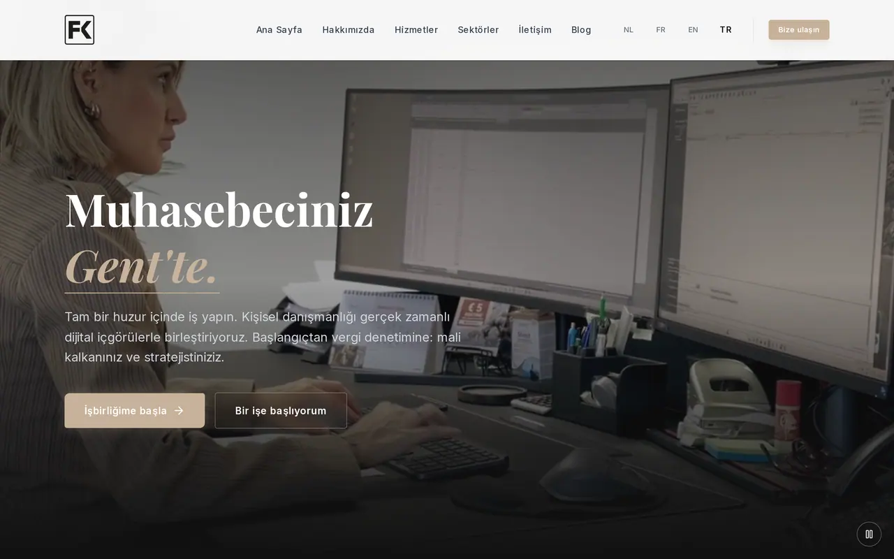 The Turkish home page of an accounting firm's site in Ghent, built by VBS