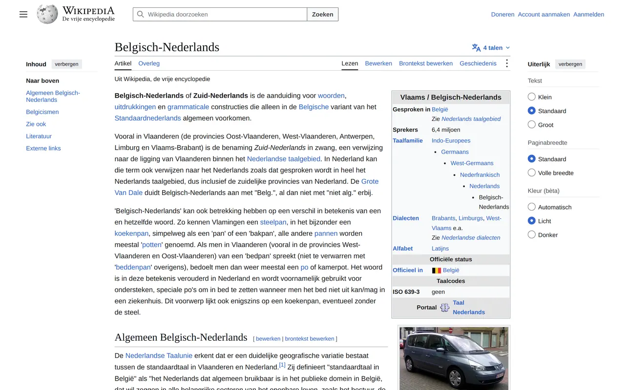 Verschil tussen Nederlands en Vlaams: het Wikipedia-artikel over Belgisch-Nederlands, de woorden en uitdrukkingen die alleen in België gangbaar zijn