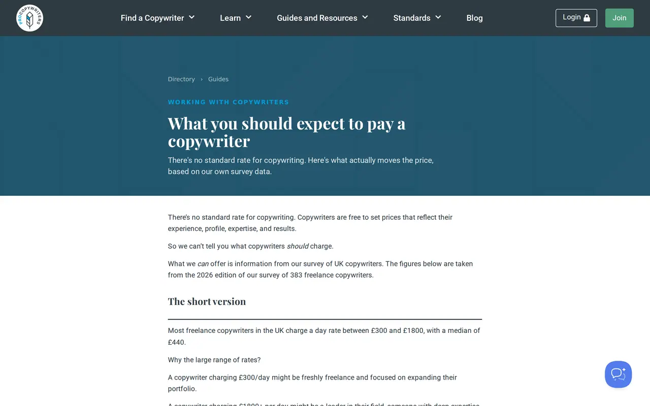 Copywriter rates: the ProCopywriters guide What you should expect to pay a copywriter, based on its survey of UK freelance copywriters
