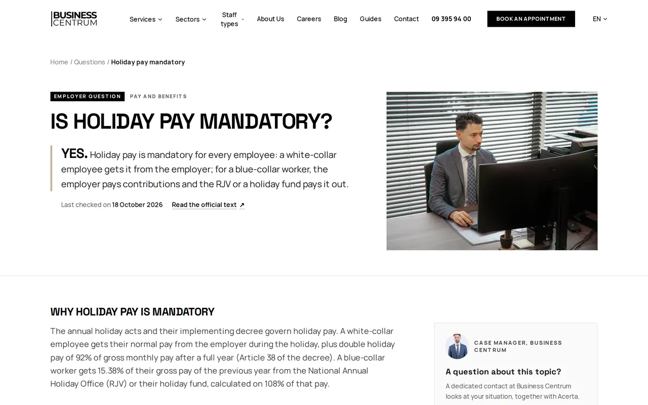 An English question page on business-centrum.be, whose title tag names the exact question