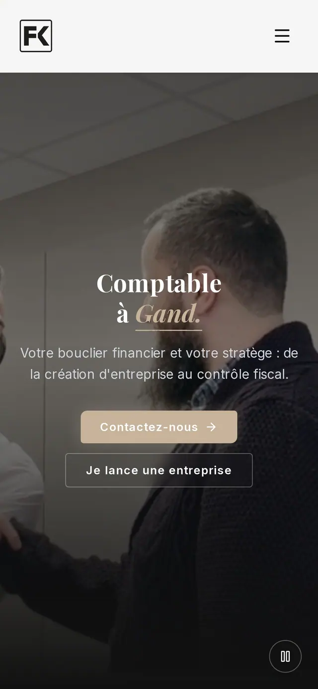 De Franse versie van de site van FK Boekhouding op een gsm