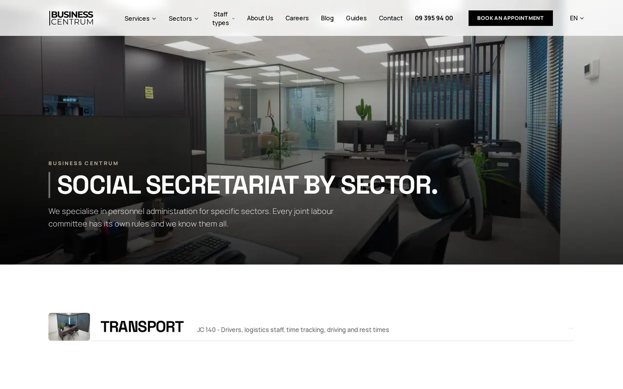 What is B2B in practice: the sector pages of business-centrum.be, a service sold to businesses and organised by the buyer's industry