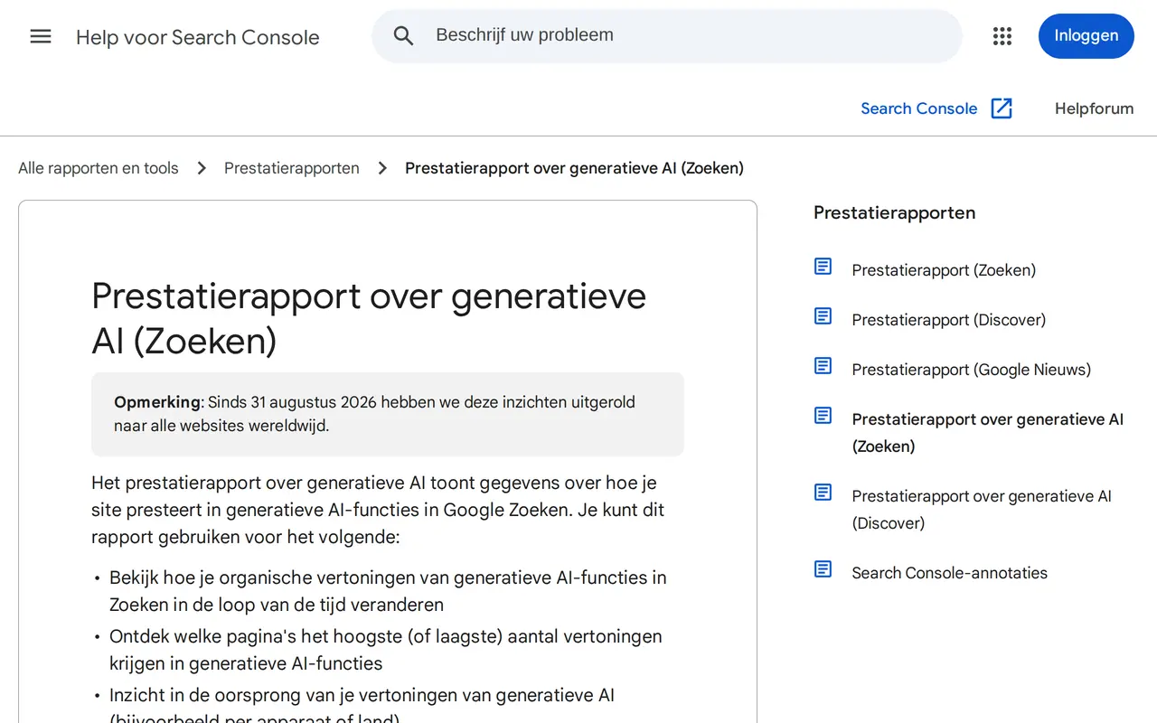 Wat is zero click search: het rapport in Search Console dat sinds augustus 2026 vertoningen in AI-overzichten meet