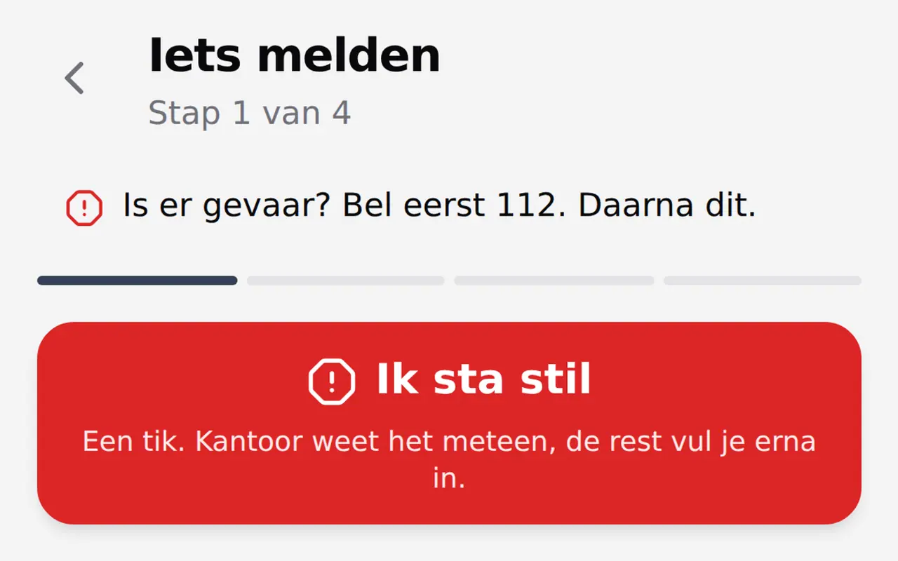 Reporting something in the driver app, step 1 of 4