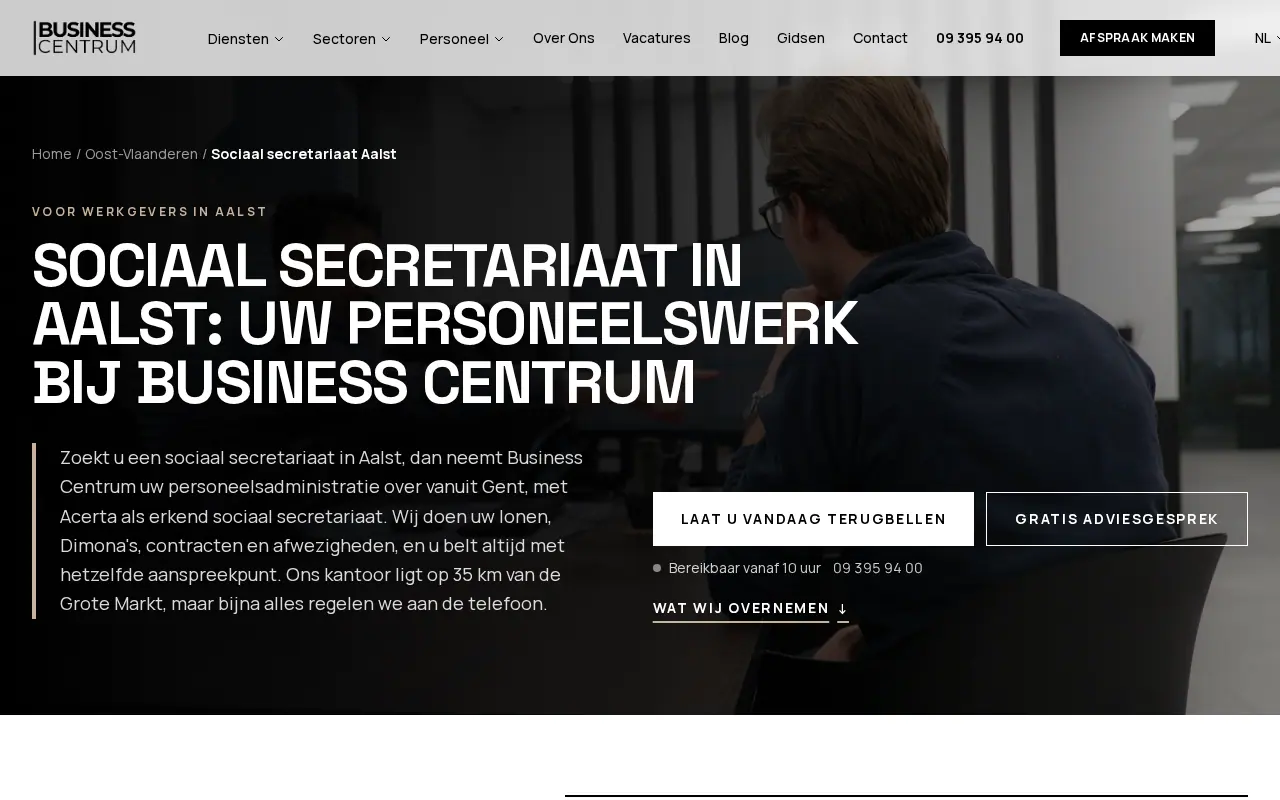 Webdesign in Vlaanderen, stad per stad: de pagina over Aalst die wij voor business-centrum.be schreven