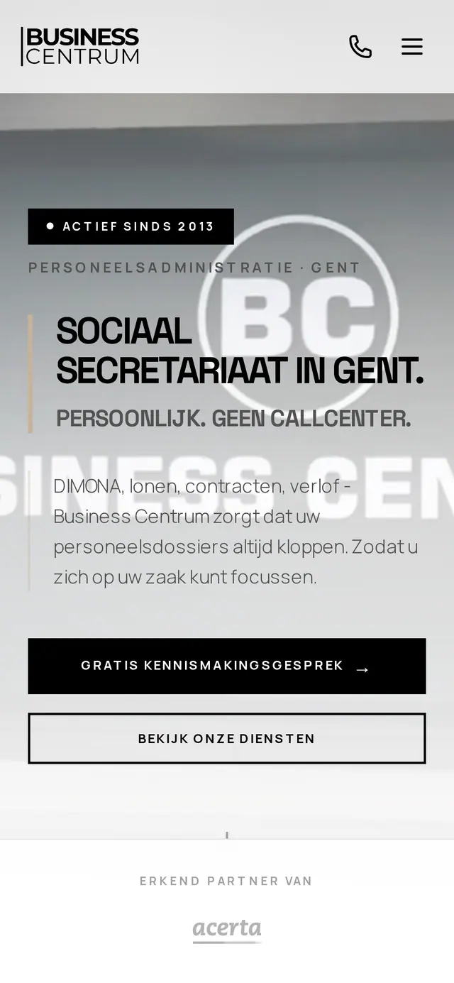 De site van Business Centrum op een gsm