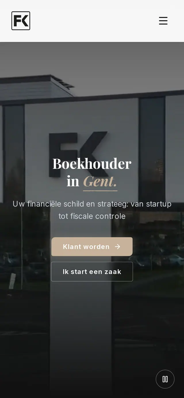 De site van FK Boekhouding op een gsm