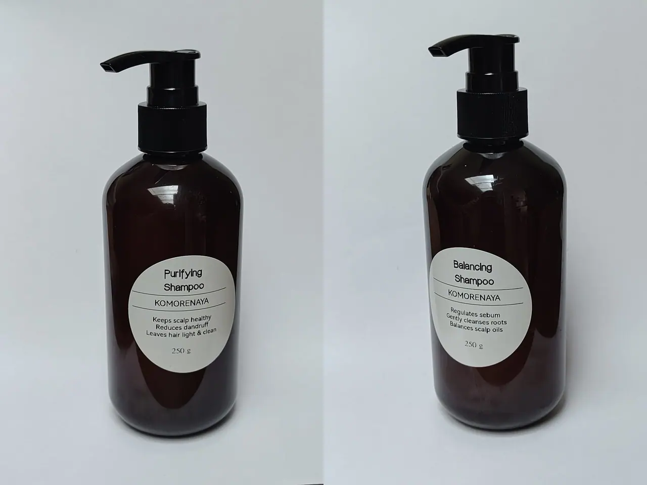 Two Komorenaya shampoos, in their own product photo