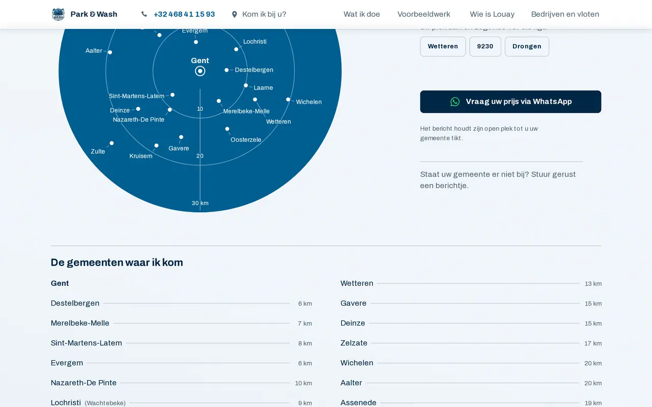 The towns around Ghent Park & Wash serves, on their own page