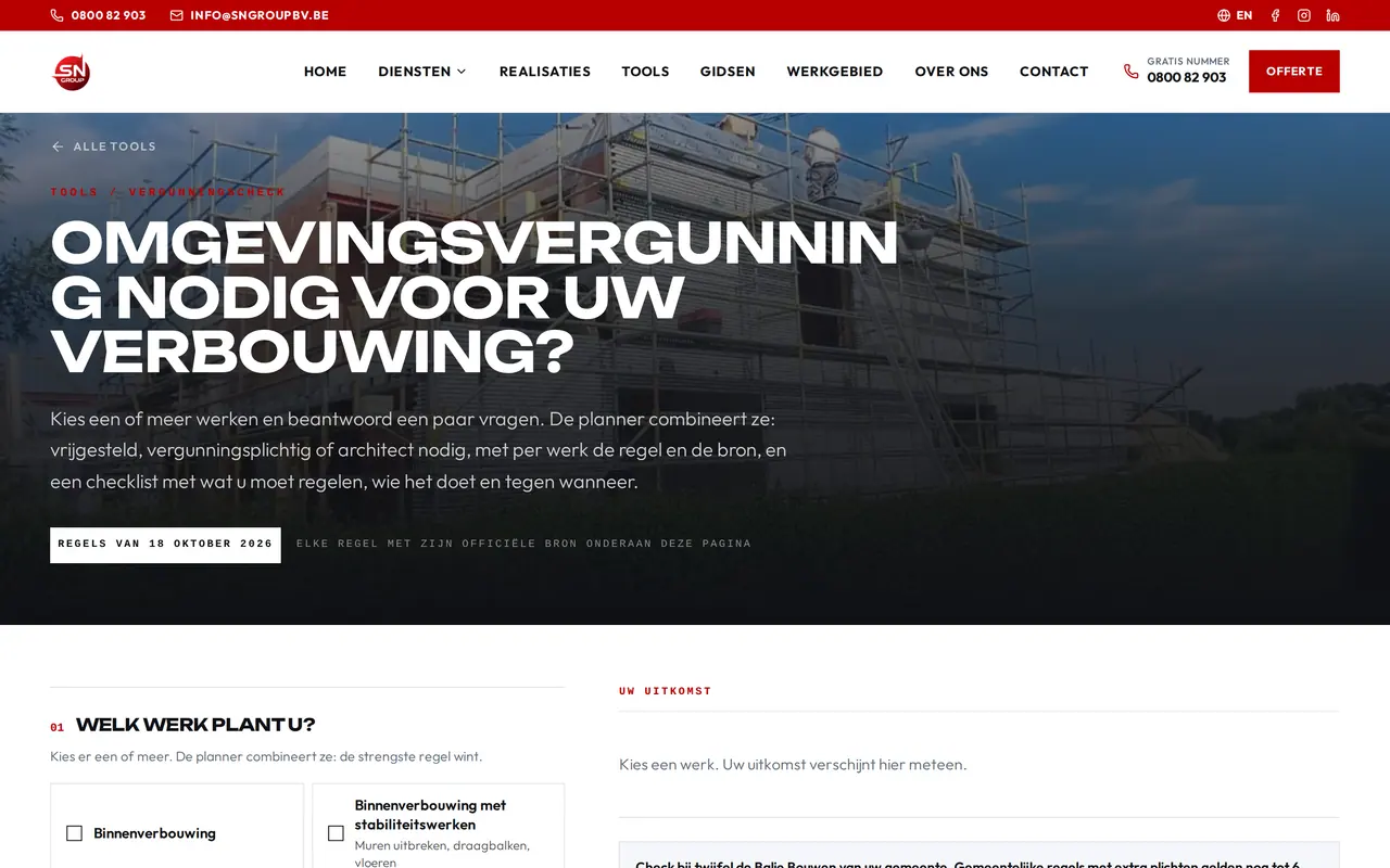 The permit check on the SN Group site