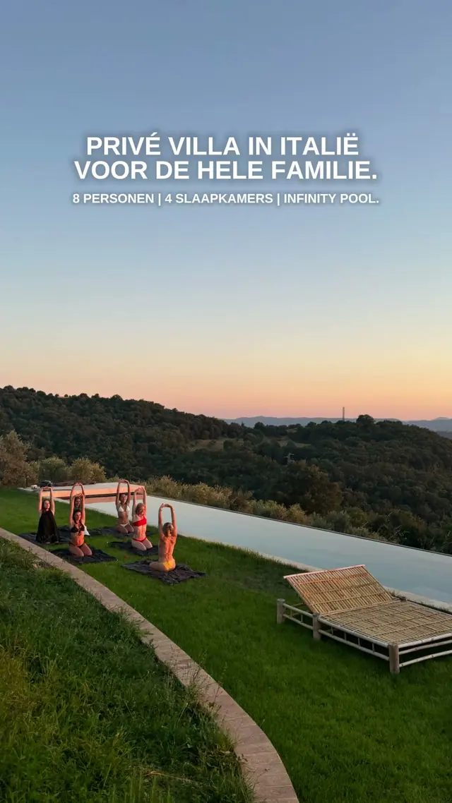 The Villa Lidia pool at sunset, from a video