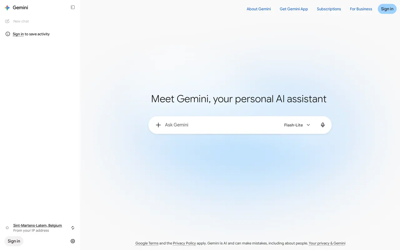 Is SEO dead: the start screen of Gemini, one of the AI assistants that now answer search questions