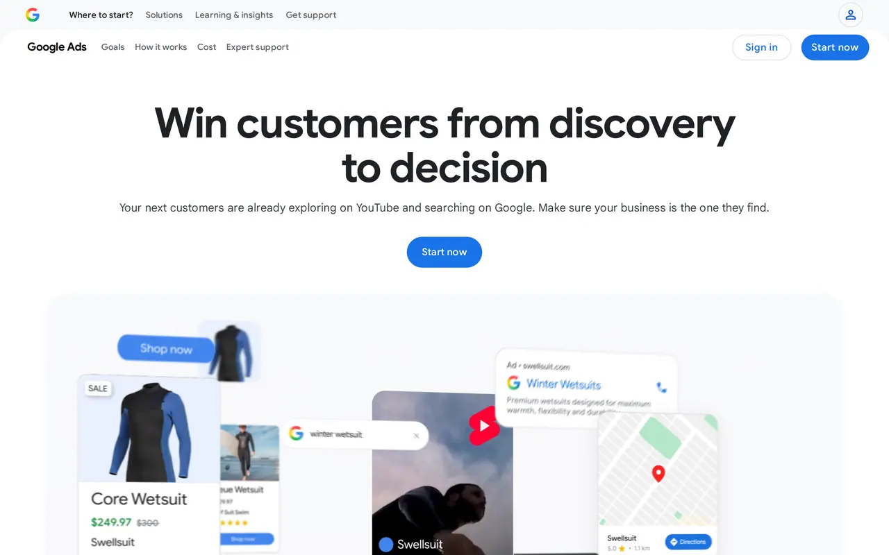 The Google Ads overview, where tagged links show which campaign brought each visitor