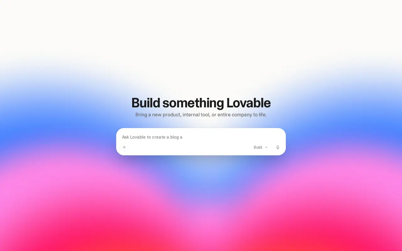 What is low code today: the Lovable start page with its prompt box, an AI app builder that writes the code for you