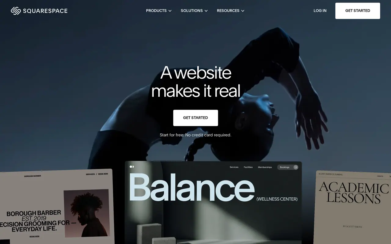 The Squarespace homepage, "A website makes it real", on 22 October 2026