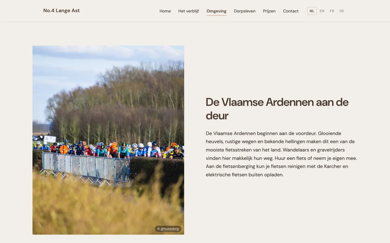 De pagina over de omgeving van No.4 Lange Ast op no4langeast.be