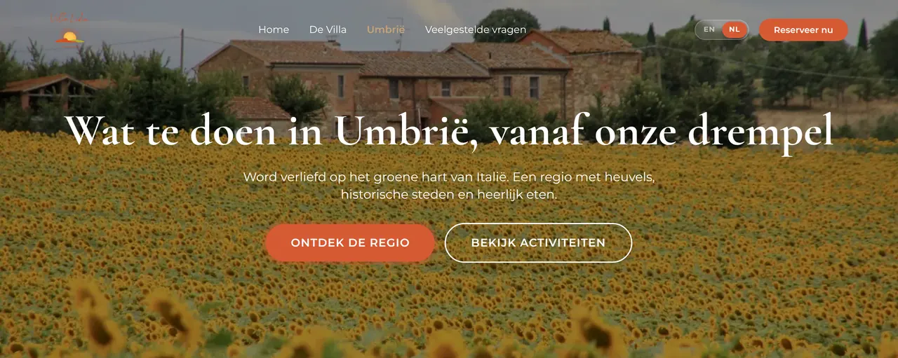 De pagina over Umbrië op villalidiaumbria.com, met uitstappen rond de villa